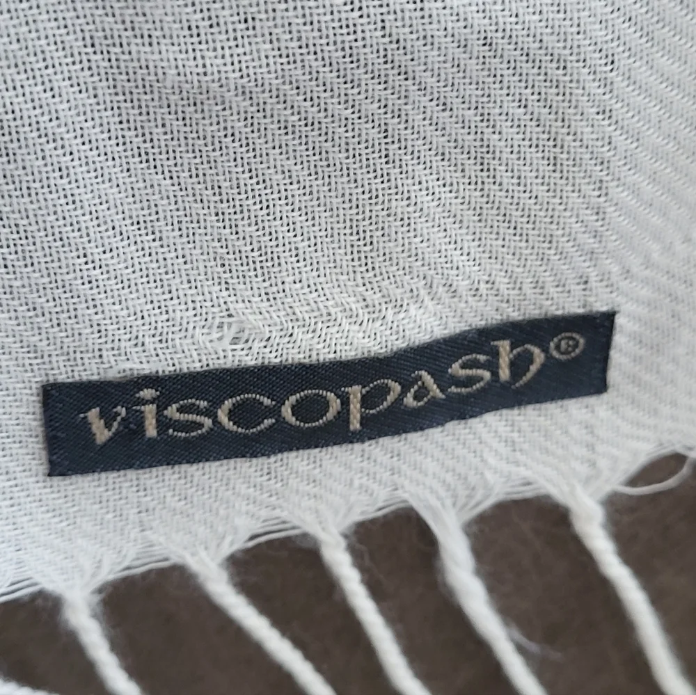 Viscopash White Made In Italy Fringed Shawl One Size